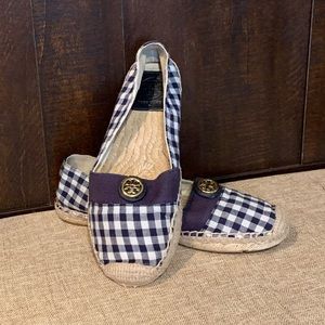 Tory Burch Espadrille-Gingham Beacher Flats